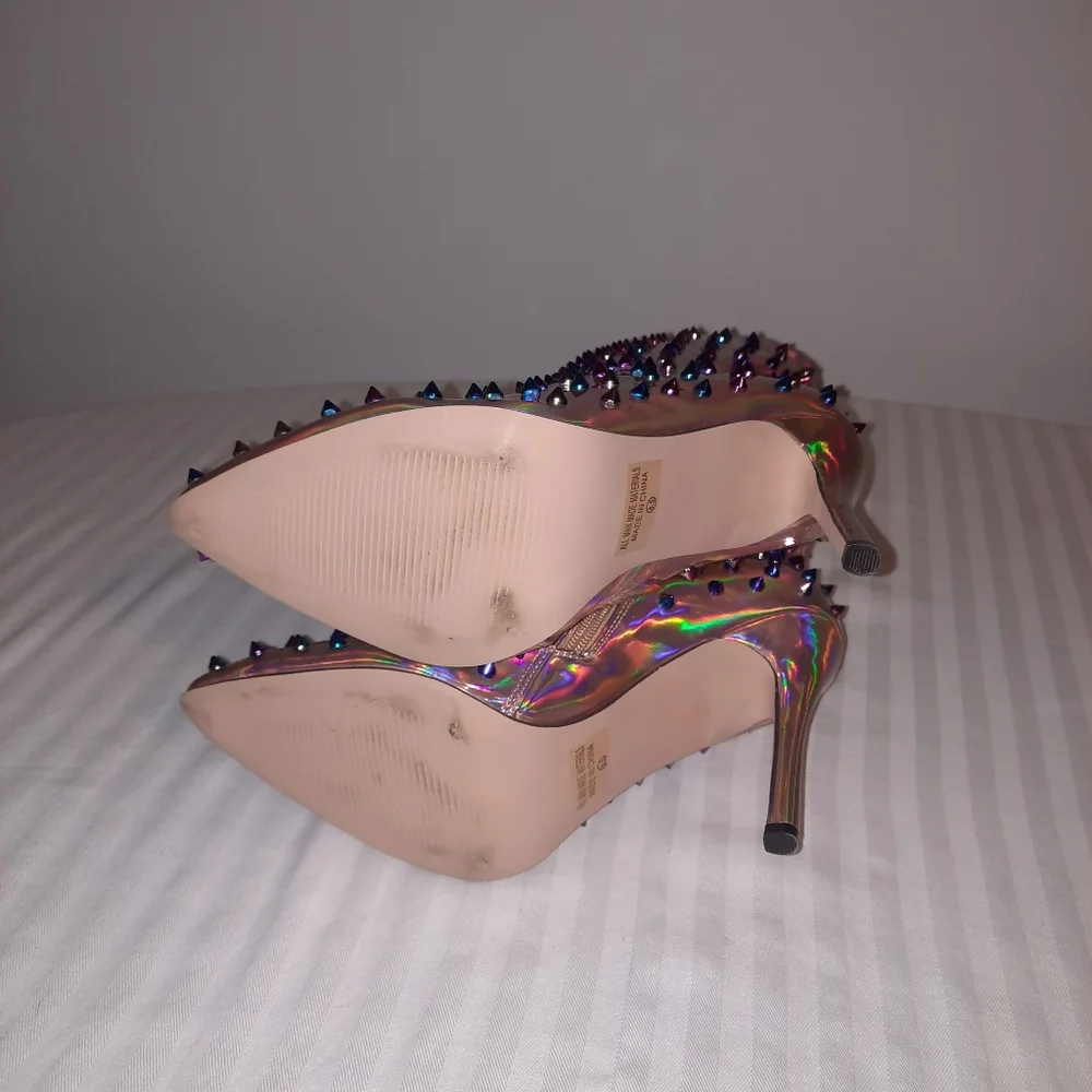 Pink Studded Stiletto Ankle Boots Size 8.5
